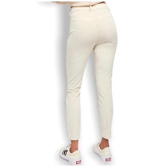 Free People Size 6 Fine Line Straight Leg Corduroy Crop Jeans Moon Rising Cream - Picture 9 of 9